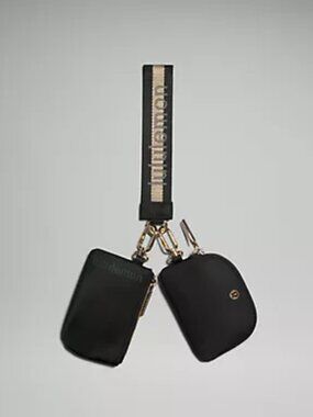 LULULEMON Dual Pouch Wristlet Black/Gold/White Opal NWT
